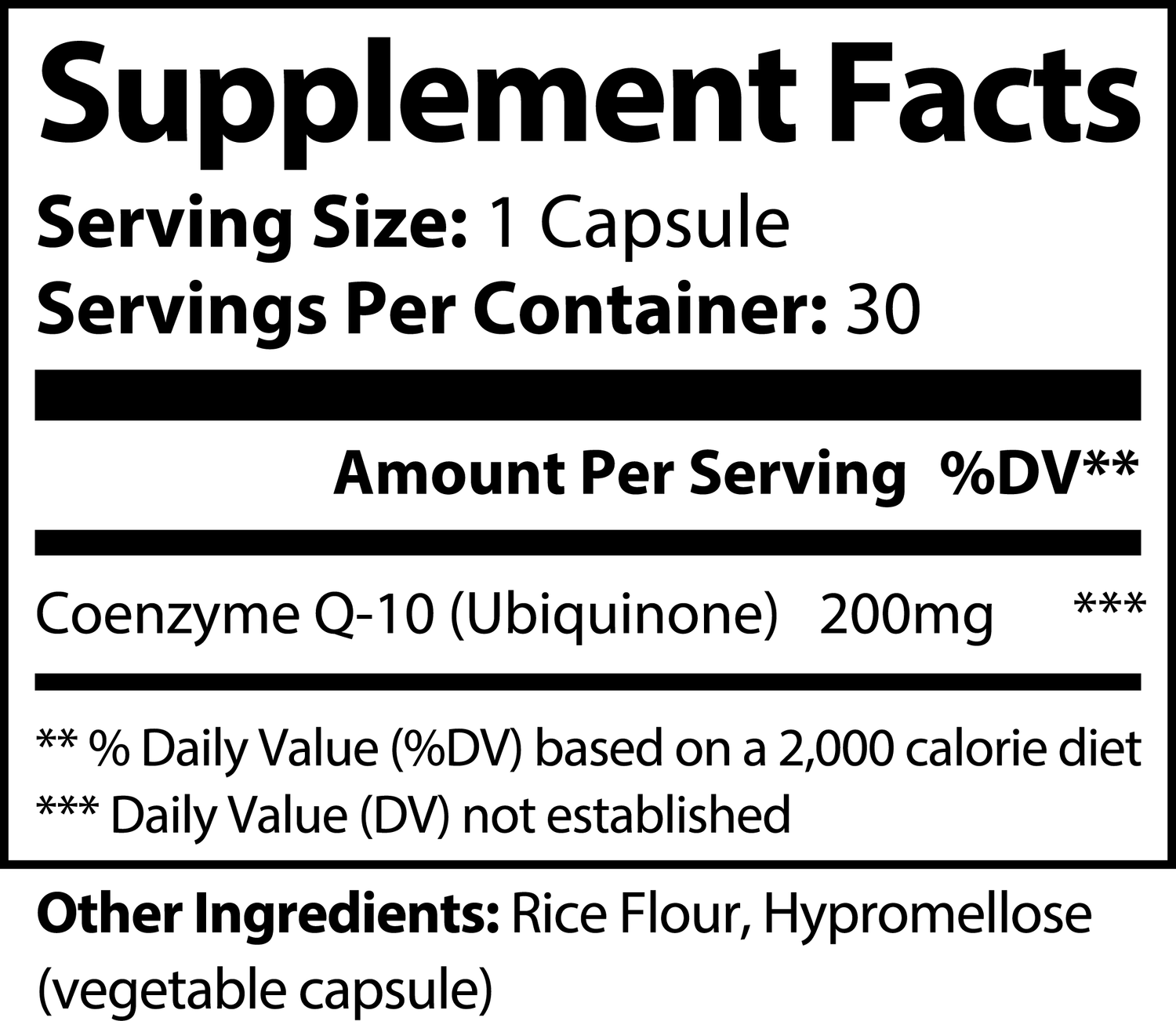 CoQ10 Ubiquinone, Coenzyme Q10 200mg VitalGlow